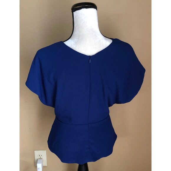 MM LaFleur Nejvi starry night blue draped cap sleeve Soft Wave blouse - Picture 7 of 8